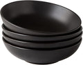 AmorArc 8.75‘’ Large Pasta Bowls, 42 ounce Deep Stoneware Bowls Set of 4 for Kitchen, Wide Bowl for Pasta/Salad/Fruit/Oatmeal/Soup, Microwave&Dishwasher Safe-Matte Black