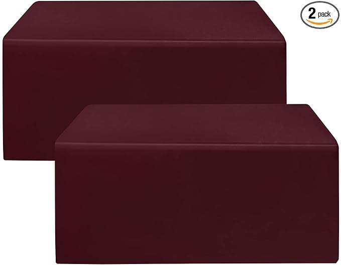 HolidayIdeas 2 Pack Fitted Tableclothes - 48 x 24 Inch - Burgundy Rectangle Tablecloths for 4 Foot Tables, Polyester Fabric Table Covers for Trade Show, Craft Show, Parties, Dinner