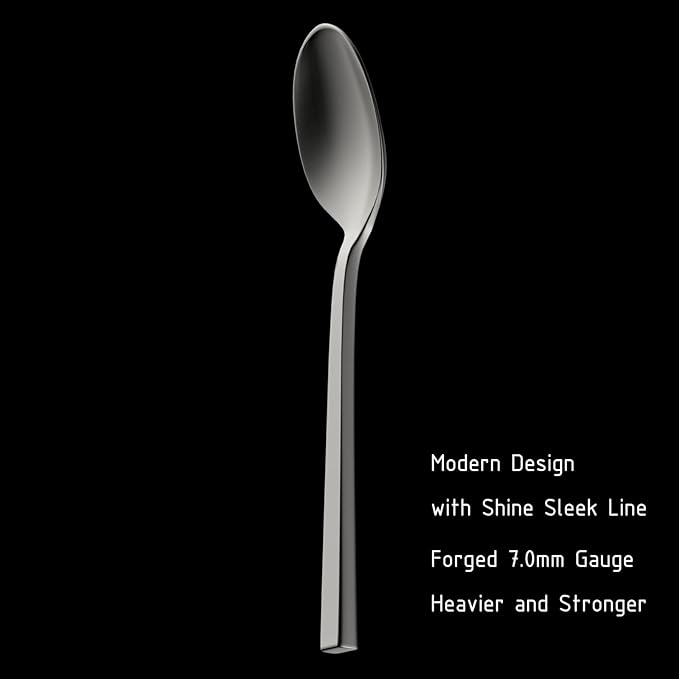 Alata Cube Matte Satin&Cube Black 20-Piece Forged Silverware Set Stainless Steel Flatware Set