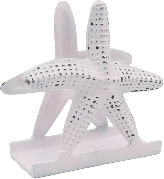 Nautical Starfish Lunch Dinner Metal Napkin Holder Kitchen Beverage Cocktail Ocean Coastal Napkin Holder By The Metal Magician (Distressed Pink)