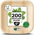 Palm Leaf Plate Bamboo Paper Disposable 6 Inch 200 Bulk Appetizer and Dessert Square Party Pack Eco Biodegradable Compostable Wooden Plate Better Than Plastic By KoalaLove