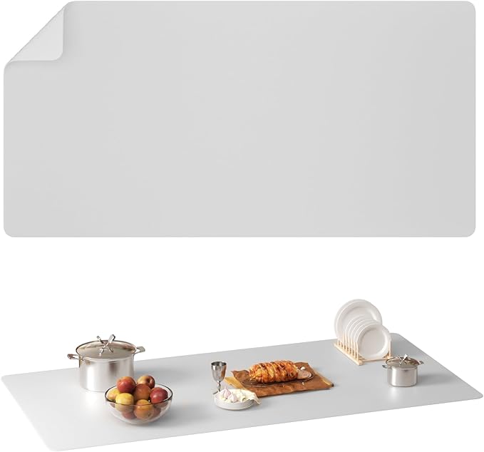 Silicone Mats for Kitchen Counter 47.2"x23.6"x0.08”, Largest Heat Resistant Mats for Countertop, Kitchen Island Silicone Protector Placemats Nonslip Extra Large Counter Mat (Translucent)