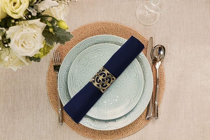 ACCENTHOME Accent Home 100% Cotton Napkins, Delicate Cloth Napkins for Dinners, Parties and Weddings，18 x 18 Inch Set of 12 - Navy