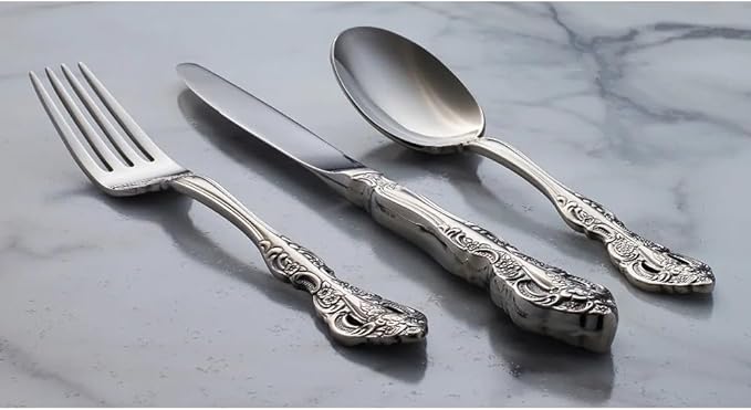 TWEE Luxury Fine Silverware Set for 6 Flatware Set 30 Pieces Relief Sculpture Openwork Design Elegant Tableware Set 18/10 Stainless Steel Cutlery Set Utensil Sets for Home Restaurant Dishwasher Safe