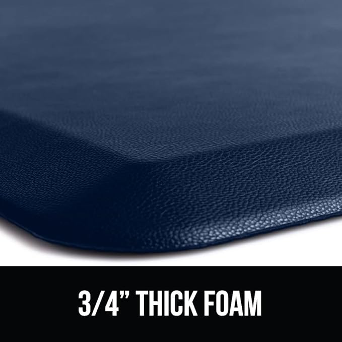 GORILLA GRIP Comfortable Cushioned Kitchen Mats for Floor, 39x20, Waterproof and Stain Resistant Soft Top, 3/4 Inch Thick Ergonomic Standing Desk Anti Fatigue Mat, Foam Supports Ankles and Feet, Navy