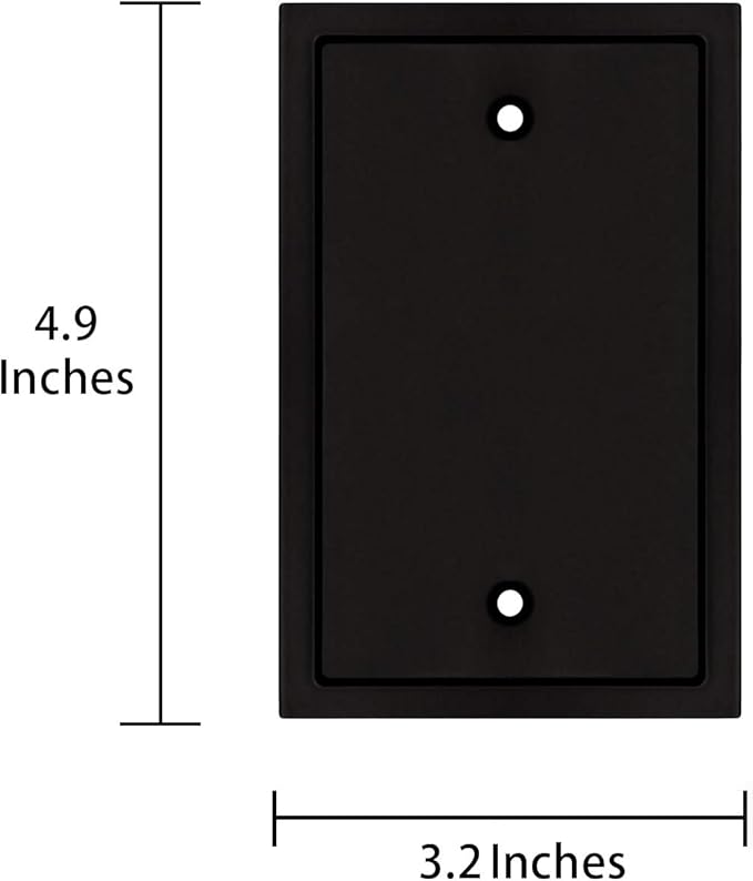 Henne Bery Modern Edge Switch Plate Wall Plate Outlet Cover, Durable Solid Zinc Alloy (Single Blank 2PK, Matte Black)
