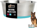 GORILLA GRIP Dog Bowl, Holds 8 Cups (64 fl oz), Heavy Duty Metal Food and Water Bowl for Feeding Dogs and Cats, Dishwasher Safe, Rust Resistant Stainless Steel, BPA Free Rubber Base, Turquoise