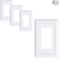 4-Pack Decorator Wall Plate Cover, Pure White Decorative Switch Plates and Outlet Covers, Durable Natural Bamboo Fiber Wall Plates for Electrical Outlets, Receptacle, GFCI Outlet, Dimmer Switch
