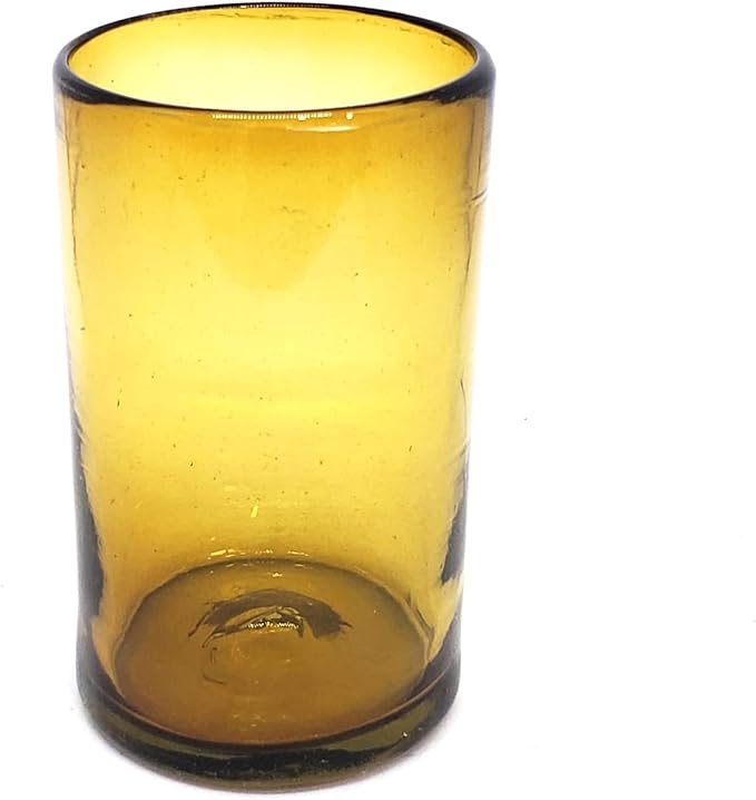Solid Amber 14 oz Drinking Glasses (set of 6), Recycled Glass, Lead-free, Toxin-Free (14oz Drinking)