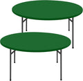 Round Spandex Tablecloth 2 Pack, Elastic Fitted Waterproof Tablecloths for 57"-68" Tables, Stretch Washable Picnic Table Cover for Camping, Dining, Indoor and Outdoor, Emerald Green