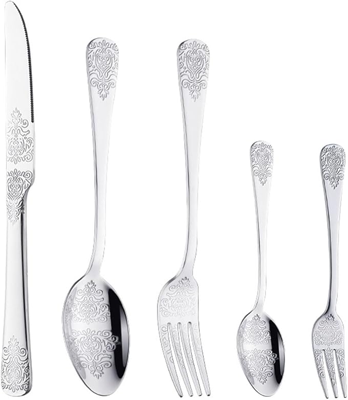 IKXO Silverware Set 30 Piece Silver Flatware Set for 6,Stainless Steel Flatware Cutlery Set For Home Hotel, Kitchen Utensils Set Include Fork Knife Spoon,Mirror Polished,Dishwasher Safe