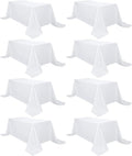 8 Pack White Tablecloth 90 x 156 Inch Rectangular Table Cloth for 8 Foot Rectangle Tables, Wrinkle Resistant Washable Polyester Fabric Table Covers for Wedding Party Banquet Buffet and Camping