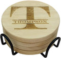 Personalized Monogram Coasters, Custom Engraved - Wooden Drink Coasters, Set of 4 - Great Gifts