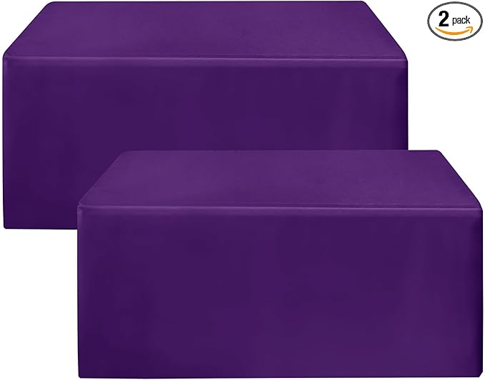 HolidayIdeas Fitted Table Covers for 6 Foot Tables - 72 x 30 Inch - 2 Pack Rectangle Purple Table Clothes Polyester Fabric Table Cover for Folding Table, Parties, Trade Show, Graduation, Family Dinner