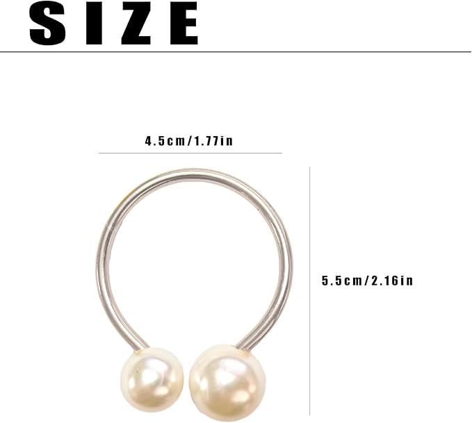 6 Pcs Silver Napkin Rings - Pearl Napkin Rings,Metal Napkin Ring for Table Settings Wedding Christmas Party Dinner Table