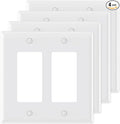 AIDA 2-Gang Decorative Wall Plates, 4.88" H x 4.94" L - Unbreakable Thermoplastic Faceplate Cover for Outlets and Switches, UL Listed - (4 Pack, Glossy White)