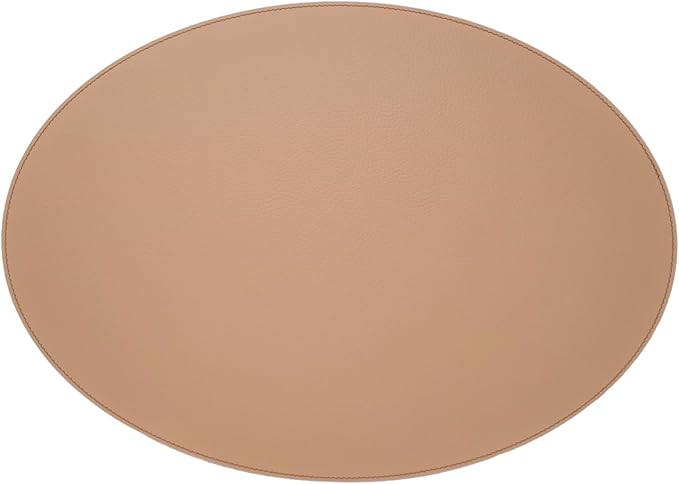 Nikalaz Oval Placemats Set (Pack of 4) Recycled Leather Table Mats 18 x 13 inches (45.7 x 33 centimetres), Kitchen Dining Table Decor by Nikalaz (Camel Light)