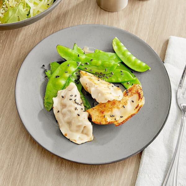 Apollo Coupe Melamine Plate, 7.5 Inch, Matte Grey and Black, Round, Break-Resistant, NSF Listed, BPA Free, 12 Pack