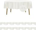 Fokitut 12 Pack Waterproof Round Tablecloth, 90 Inch, Stain Resistant and Wrinkle Polyester Table Cloth, Fabric Table Cover for Kitchen Dining, Wedding, Party, Holiday Dinner-Ivory