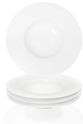 Ceramic Wide Rimmed Soup Plate, Soup Bowl 8 oz, Pasta Bowl Set of 4, White Shallow Bowl Plate with Rim, Best choice for high-end restaurants, hotels, and foodies, 9.6 Inch
