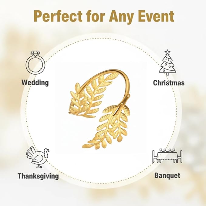 100 Pcs Gold Napkin Rings Bulk Delicate Napkin Holder for Dining Wedding Party Banquet Table Decroration Christmas and Daily Use