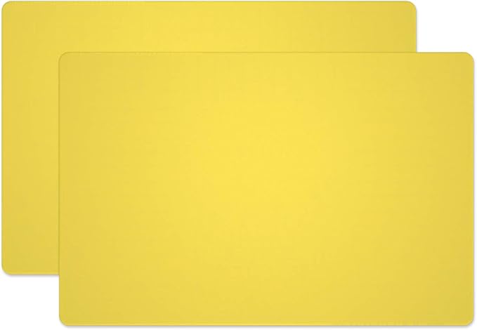 Silicone Placemats, Food-Grade Non-Slip Waterproof, Dining, Stain Resistant, Countertop Protector, Kitchen Counter Mat, Heat Resistant, Baking mat Dishwasher Safe (23.6"×15.7"-2pack, Yellow)