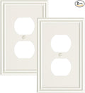 2-Pack Duplex Outlet Cover, Durable Solid Zinc Alloy Decorative Switch Plates and Outlet Covers, Light Almond Wall Plates for Electrical Outlets, 1 Gang Receptacle Cover, Corrosion Resistant