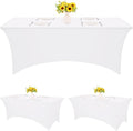 HAISIWLKJ 3 Pack Table Cloth 6ft White Tablecloths for Rectangle Folding Table Spandex Fitted Stretch Cover Wrinkle Resistant Washable for Party, Wedding, Banquet, Festival