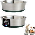 GORILLA GRIP Dog Bowls, Holds 1 Cup Each (8 fl oz), Heavy Duty Stainless Steel Food and Water Bowl for Feeding Dogs and Cats, Dishwasher Safe, Rust Resistant Metal BPA Free Rubber Base, Set of 2 Green