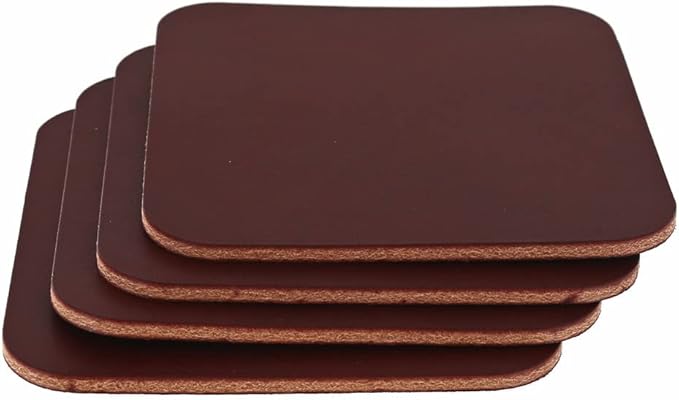 Leather Coasters, Wickett & Craig English Bridle, Square, Burgundy (4pc set)