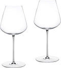 NUDE Red Wine Glasses Set of 2, Stem Zero Elegant – Crystal Long Stem Red Wine Glasses for Light to Medium Bodied Red Wines, Tapered Sides, Lead-Free, Dishwasher Safe, 22 oz Each