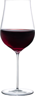 NUDE Red Wine Glass, Ghost Zero Tulip – Crystal Long Stem Red Wine Glass for Medium to Full Bodied Red Wines, Curvaceous Bowl with Tapered Rim, Lead-Free, Dishwasher Safe, 17 oz