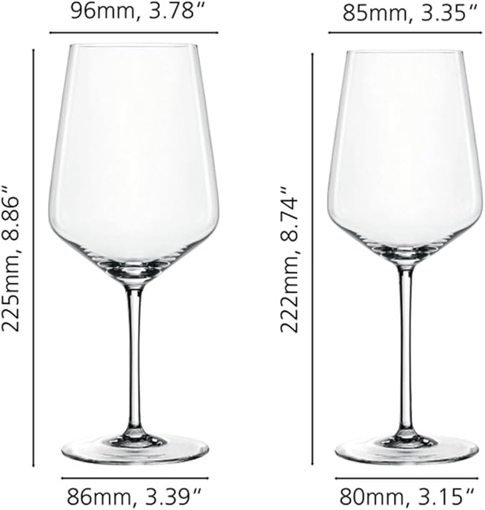 Spiegelau Style Red and White Wine Glasses, Modern Stemmed Wine Glasses, Elegant Glassware for Dinner Parties, Home Bar Cart Accessories, Hosting Essentials, and Wedding Gifts, Set of 12