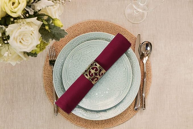ACCENTHOME Accent Home 100% Cotton Napkins, Delicate Cloth Napkins for Dinners, Parties and Weddings，18 x 18 Inch Set of 12 - Burgundy