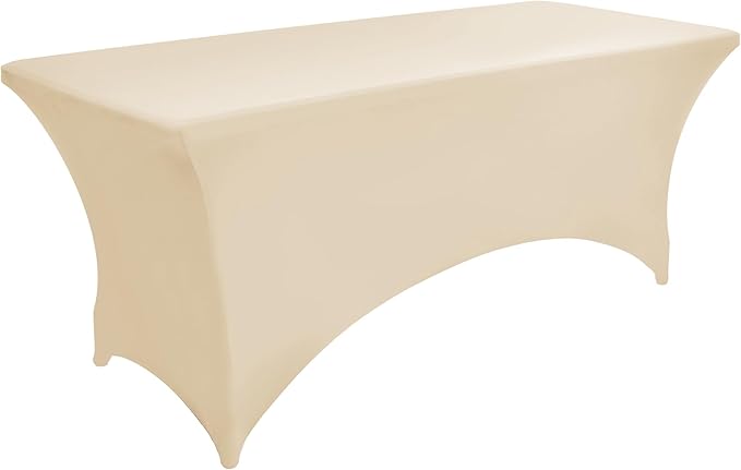 6-Pack 6ft Spandex Table Covers for Rectangle Standard Folding Tables - Wrinkle Resistant Stretch Tablecloths - Ultimate Fitted Table Protector for Parties, Trade Shows, Wedding
