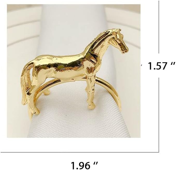 Standing Horse Shape Napkin Ring Metal Napkin Buckle Napkin Hotel/Hotel Supplies Napkin Rings Set of 12 - Gold