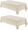 2 Pack Rectangle Tablecloth, 60x84 inch, Water Resistant Wrinkle Free Linen Textured Table Cloth Washable, Decorative Fabric Table Cover for Dining, Party and Camping, Beige