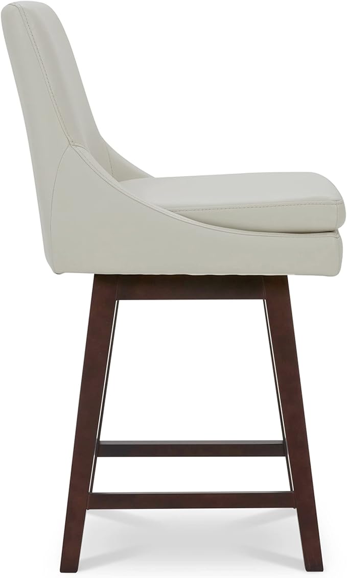 CHITA Counter Height Swivel Bar Stools Set of 3, FSC Certified Upholstered Faux Leather Barstool Chairs with Back, 26.8" H Seat Height, PU Leather in Creamy Grey