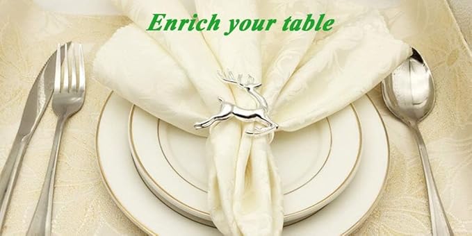 Napkin Rings Set of 8 Silver Set of 8 Napkin Rings Christmas, Holidays, Thanksgiving Deer -o