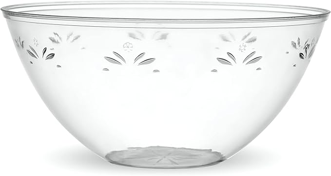 PLASTICPRO Disposable Round Serving Bowls, Party Snack or Salad Bowl, Medium Plastic Crystal Clear Pack of 8