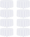 8 Pack White Round Tablecloth 108 Inch White Table Cloth Stain and Wrinkle Resistant Reusable and Washable Polyester Fabric Table Covers for Buffet Wedding Party and Banquet