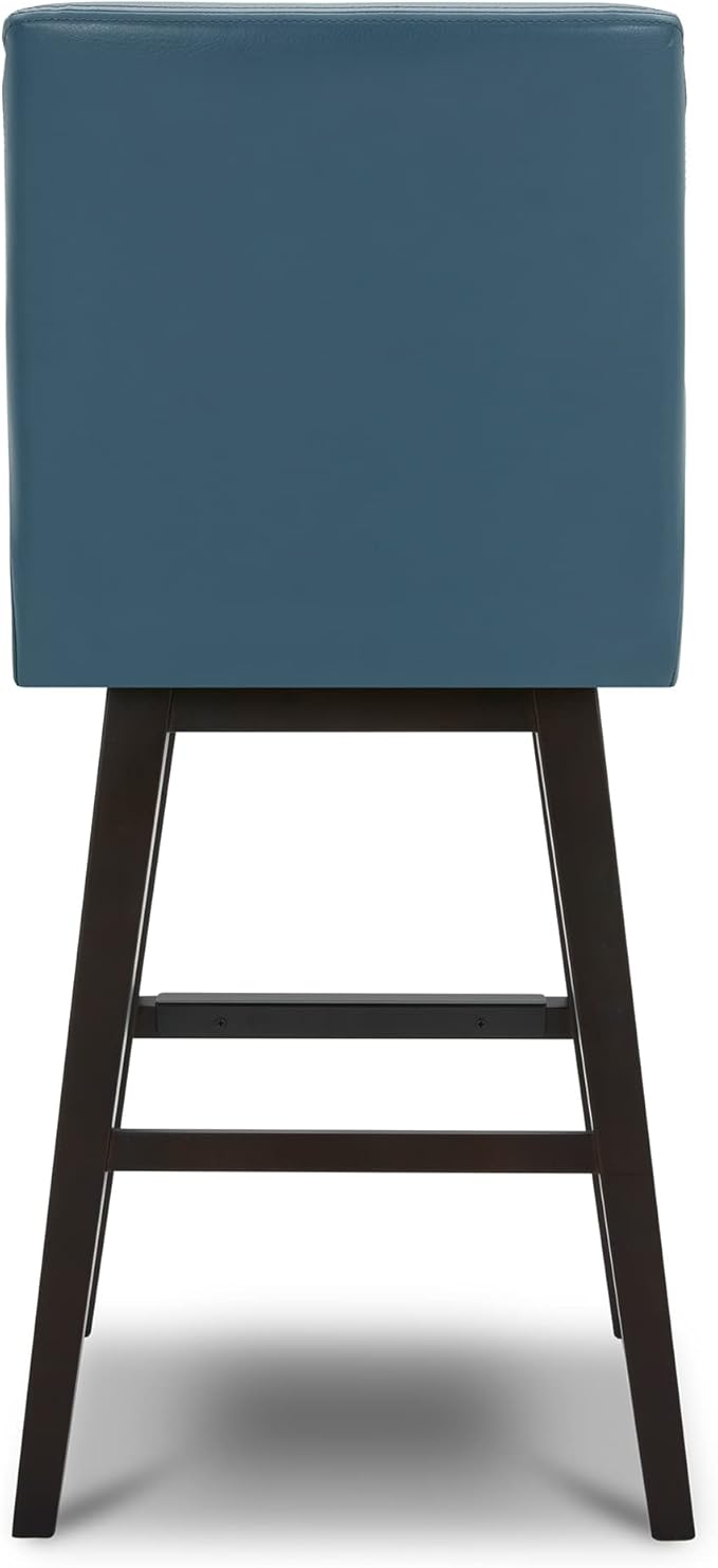 CHITA Counter Height Swivel Bar Stools Set of 3, FSC Certified Upholstered Faux Leather Barstool Chairs with Back, 26.8" H Seat Height, PU Leather in Dark Blue