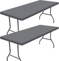 Spandex 5 Foot Rectangle Table Cloth 2 Pack, Elastic Fitted Tablecloths for Picnic, Stretch Washable Patio Table Cover for Outdoor, Camping, Banquet and Parties (Dark Grey, 30"x60")