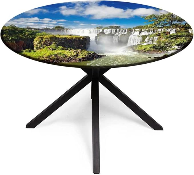 Round Tablecloth, Landscape Tablecloth for Side Table, Majestic Waterfall River Argentinean Falls Natural, Fit Round Tables 44inch Diameter, for Restaurant Picnic Indoor and Outdoor Use, Multi