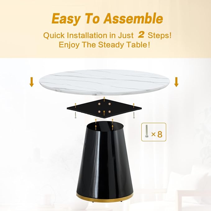 Round Dining Table Set for 4, Modern 45'' Small Dining Table for Kitchen, Space Saving, Easy Assembly