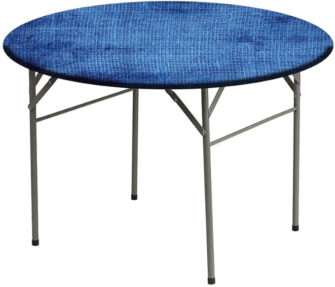 Round Edge Closing Tablecloth, Navy Blue Deco Elastic Edged Tablecloth, Faded Burlap Texture Old Fashioned Grunge, Fit Round Tables 39inch Diameter, for Indoor Outdoor Fits, Royal Blue