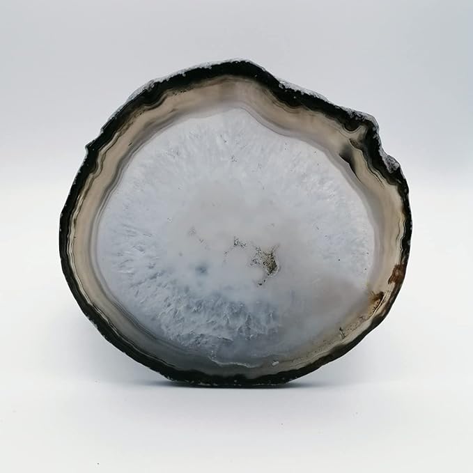 Agate Coaster for Drinks Polished Agate Slices Crystal Coasters with Rubber Gray 3-4" Coffee Table Decor Bar Sets for The Home