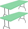Spandex 4 Foot Rectangle Table Cloth 2 Pack, Elastic Fitted Tablecloths for Picnic, Stretch Washable Patio Table Cover for Outdoor, Camping, Banquet and Parties (Bright Green, 30"x48")