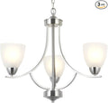 VINLUZ 3 Light Contemporary Chandeliers Brushed Nickel Modern Light Fixtures Ceiling Hanging Classic Pendant Lighting for Foyer Bedroom Dining Room Bathroom