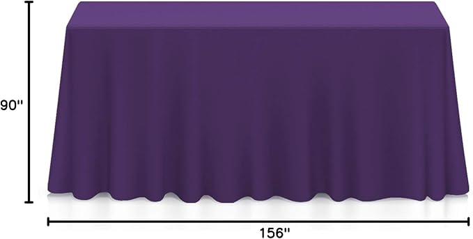 Lann's Linens 90 x 156 Inch Rectangular Tablecloth, Washable Polyester Fabric Table Cloth for Dining Tables, Parties, Restaurants, Weddings - Purple